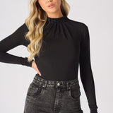 Thalia Long Sleeve High Neck Bodysuit – Black - JMOJO - Women's bodysuit