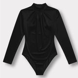 Thalia Long Sleeve High Neck Bodysuit – Black - JMOJO - Women's bodysuit