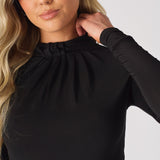 Thalia Long Sleeve High Neck Bodysuit – Black - JMOJO - Women's bodysuit