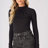 Thalia Long Sleeve High Neck Bodysuit – Black - JMOJO - Women's bodysuit