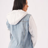 Timber Hooded Denim Jacket – Light Blue Wash - JMOJO - Women's Fleece Hooded Denim Jackets