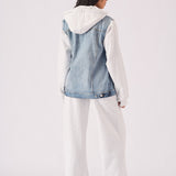 Timber Hooded Denim Jacket – Light Blue Wash - JMOJO - Women's Fleece Hooded Denim Jackets