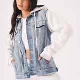 Timber Hooded Denim Jacket – Light Blue Wash - JMOJO - Women's Fleece Hooded Denim Jackets