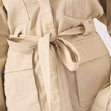 Utility Pocket Denim Cargo Jacket - BEIGE - JMOJO - Women's Cargo Denim Jackets Dress