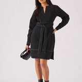 V - NECK WRAP DRESS - BLACK - JMOJO - Women's Denim Dresses