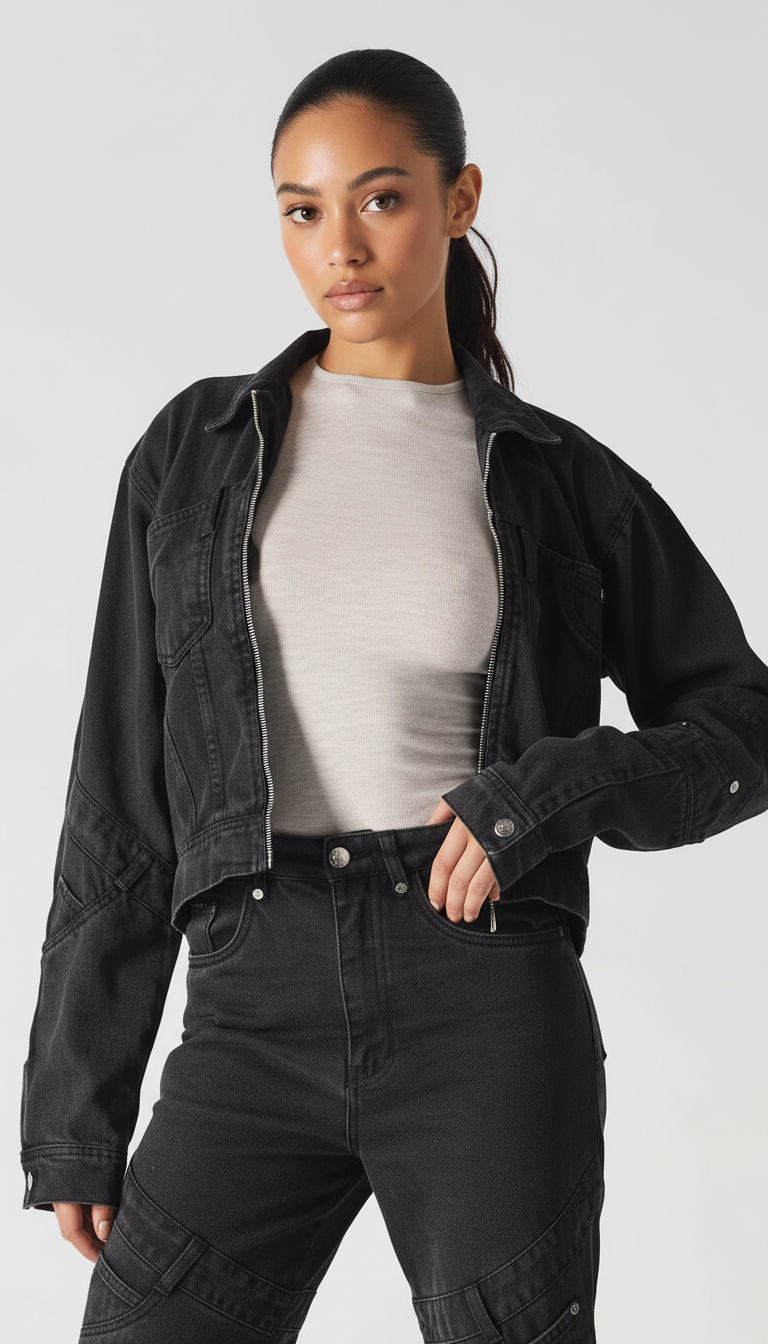 JMOJO Women's Regular Fit Denim Jacket | Zip Front JMOJO Women's Regular Fit Denim Jacket | Zip Front
