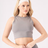 Zari Essential Racer Neck Crop Top – Grey - JMOJO - Women's Athleisure Crop Top