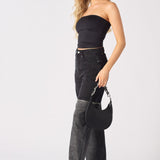 ZARIA 2 - in - 1 Detachable Wide Leg Jeans - Black Acid Wash - JMOJO - Women's Wide leg Jeans Detachable