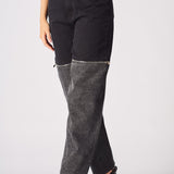 ZARIA 2 - in - 1 Detachable Wide Leg Jeans - Black Acid Wash - JMOJO - Women's Wide leg Jeans Detachable