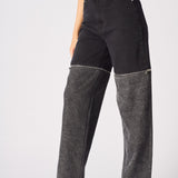 ZARIA 2 - in - 1 Detachable Wide Leg Jeans - Black Acid Wash - JMOJO - Women's Wide leg Jeans Detachable