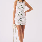 ABSTRACT PRINTED RACER DRESS - GREEN - JMOJO - Women's Athleisure Dress