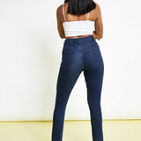 Babine High Rise Stretch Denim Skinny Jeans - Dark Blue - JMOJO - Women's Skinny Jeans