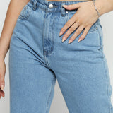 CALIYA High Waisted Wide Leg Jeans - Light Blue Wash - JMOJO - Women's Wide Leg Jeans