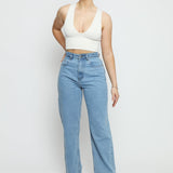 CALIYA High Waisted Wide Leg Jeans - Light Blue Wash - JMOJO - Women's Wide Leg Jeans