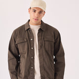 CARGO DENIM JACKET - DARK BROWN - JMOJO - Men's Cargo Denim Jackets