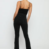 CASSIA Black Split Hem Flare Jeans - Black Wash - JMOJO - Women's Flare Jeans