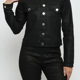 COATED DENIM JACKET - BLACK - JMOJO - Women's Coated Denim Jackets