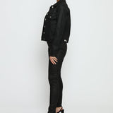 COATED DENIM JACKET - BLACK - JMOJO - Women's Coated Denim Jackets