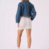 CROPPED DENIM JACKET - BLUE - JMOJO - Women's Cropped Denim Jackets