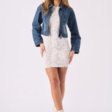 CROPPED DENIM JACKET - BLUE - JMOJO - Women's Cropped Denim Jackets