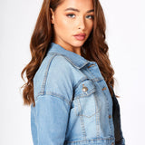 CROPPED DENIM JACKET - LIGHT BLUE - JMOJO - Women's Cropped Denim Jackets