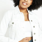 DENIM TRUCKER JACKET - WHITE - JMOJO - Women's Denim Jackets
