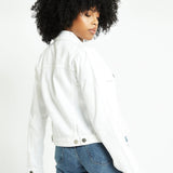 DENIM TRUCKER JACKET - WHITE - JMOJO - Women's Denim Jackets