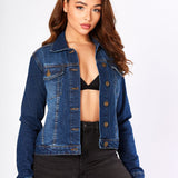 Depth Denim Trucker Jacket – Dark Blue - JMOJO - Women's Denim Jackets