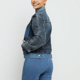 Dusk Two - Tone Denim Jacket – Mid Blue Wash - JMOJO - Women's Denim Jacket