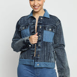 Dusk Two - Tone Denim Jacket – Mid Blue Wash - JMOJO - Women's Denim Jacket