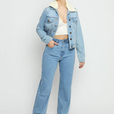Echo Sherpa Collar Denim Jacket – Blue - JMOJO - Women's Denim Jackets Sherpa