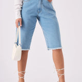 Elara Longline Denim Jorts – Light Blue Wash - JMOJO - Women's Denim Shorts
