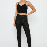Evora Coated Denim Stretch Skinny Jeans - Black - JMOJO - Women's Skinny Jeans