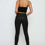 Evora Coated Denim Stretch Skinny Jeans - Black - JMOJO - Women's Skinny Jeans