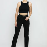 Evora High Rise Slim Straight Leg Jeans - Black - JMOJO - Women's Straight Leg Jeans
