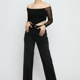 Evora High Waisted Stretch Relaxed Straight Leg Jeans - Black Wash - JMOJO - Women's Straight Leg Jeans