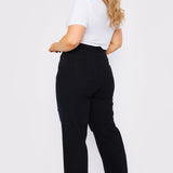 Evora Plus Size High Waisted Straight Leg Ripped Jeans - Black - JMOJO - Women's Straight Leg Jeans
