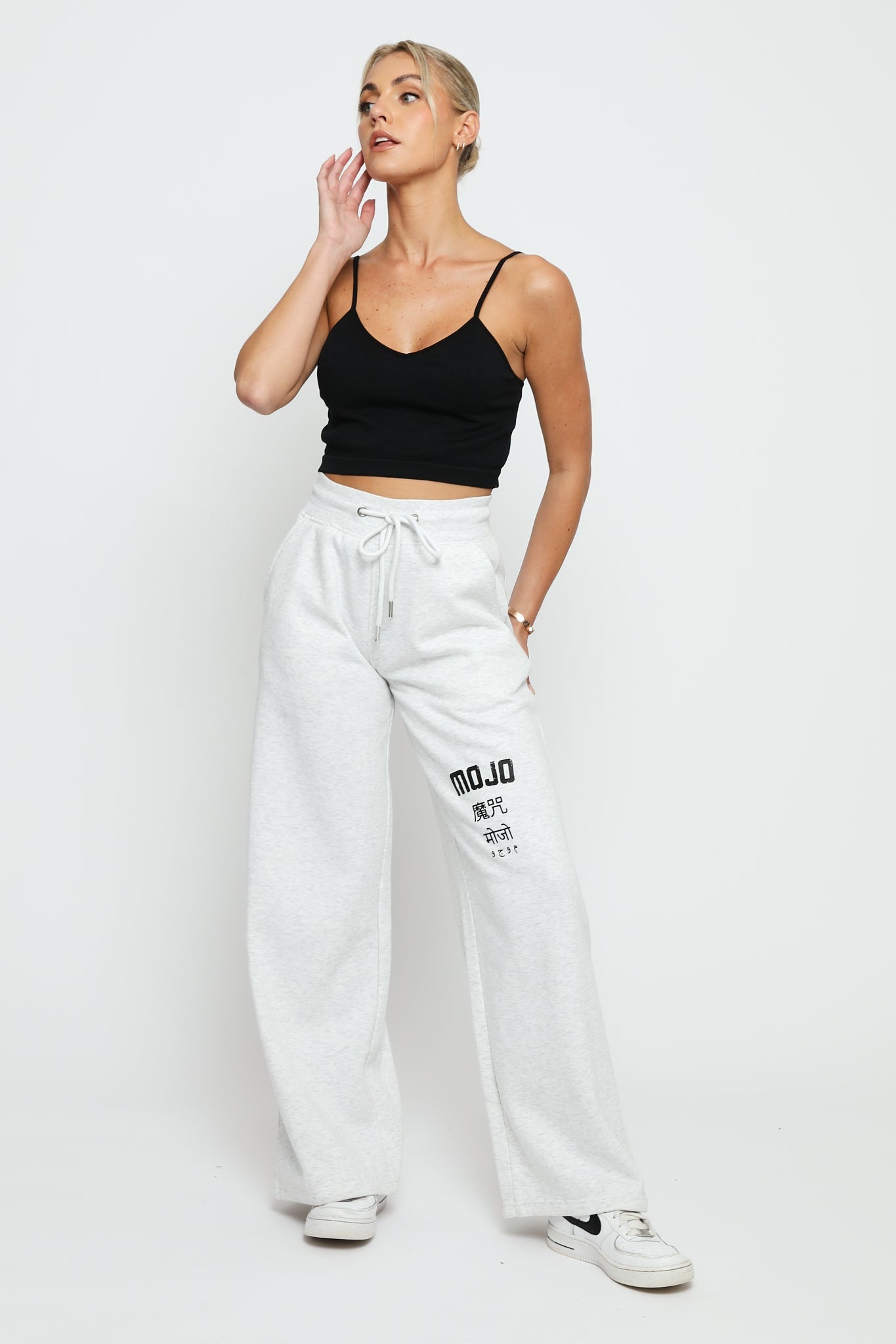 GREY MARL MOJO WIDE LEG JOGGER - JMOJO - Women's Wide Leg Joggers