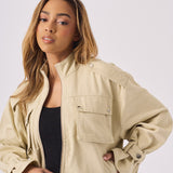 Haven Cropped Denim Jacket – Stone - JMOJO - Women's Cropped Denim Jackets