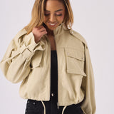 Haven Cropped Denim Jacket – Stone - JMOJO - Women's Cropped Denim Jackets