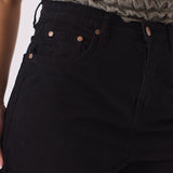 HIGH RISE RAW HEM DENIM SHORTS - BLACK - JMOJO - Women's Denim Shorts