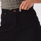 HIGH RISE RAW HEM DENIM SHORTS - BLACK - JMOJO - Women's Denim Shorts