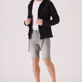 HOODED DENIM JACKET - BLACK - JMOJO - Men's Hooded Cargo Denim Jackets
