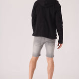 HOODED DENIM JACKET - BLACK - JMOJO - Men's Hooded Cargo Denim Jackets