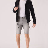 HOODED DENIM JACKET - BLACK - JMOJO - Men's Hooded Cargo Denim Jackets