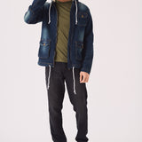 HOODED DENIM JACKET - INDIGO BLUE - JMOJO - Men's Hooded Cargo Denim Jackets