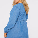 JMOJO PLUS: WRAP TIE DENIM DRESS - LIGHT BLUE WASH - JMOJO - Women's Denim Dresses