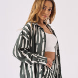 LONGLINE OVERSIZED SHIRT - GREEN - JMOJO - Women's Oversized Shirts