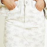 Luna High Waisted Floral Denim Skirt – Light Beige - JMOJO - Women's Denim Skirts