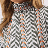 MAXI PRINTED SMOCKED DRESS WITH BELT - GREY - JMOJO - Women's Dresses